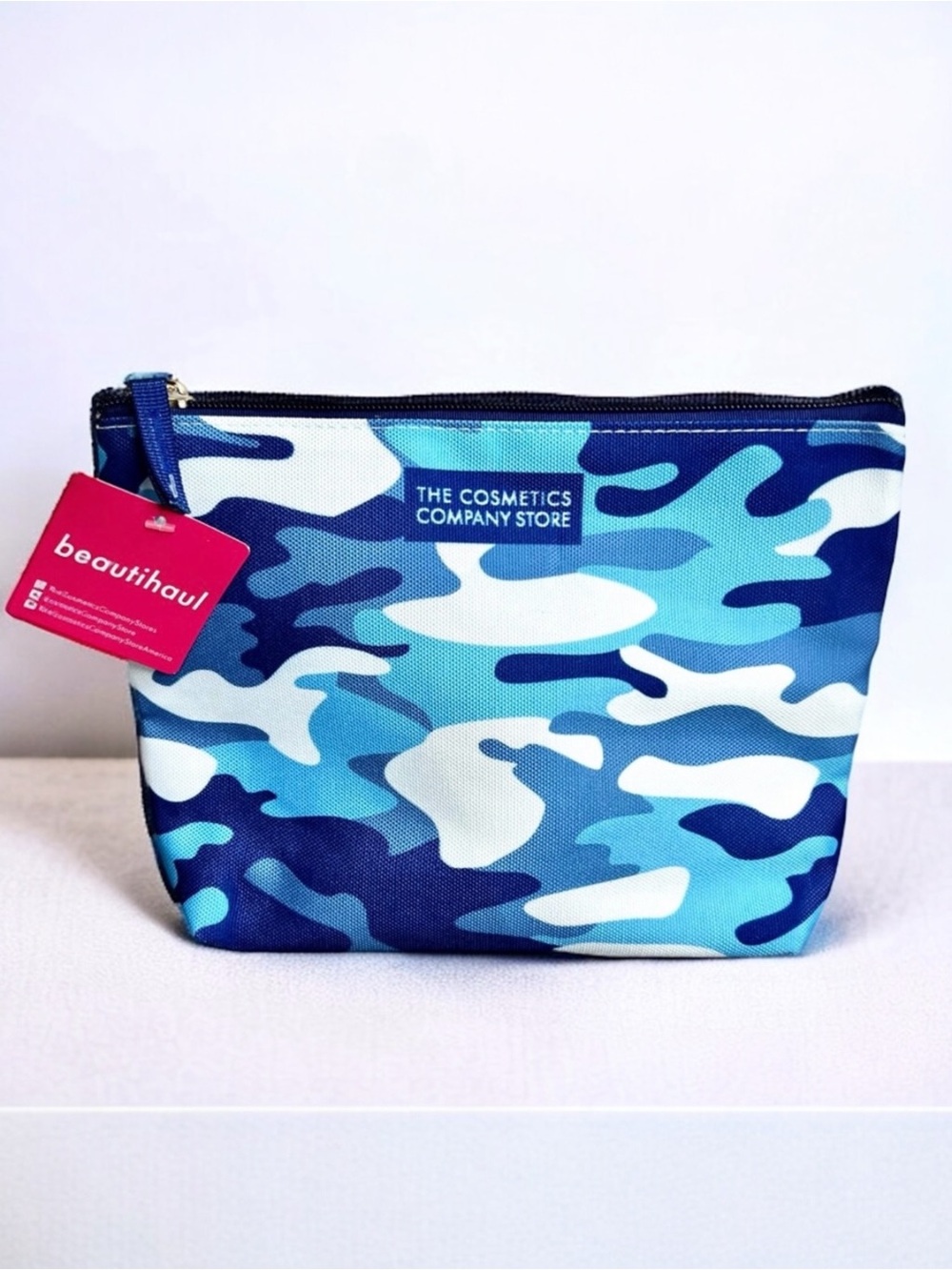 The Cosmetics Company Store Blue & White Camo Makeup Bag | NWT